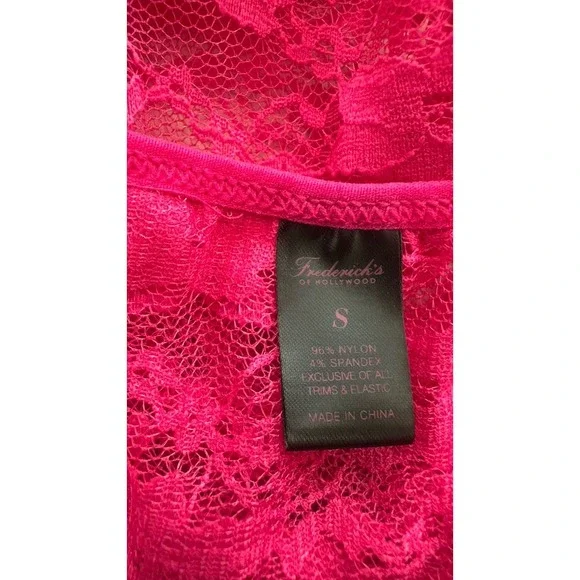 NEW Womens Pink Lace Lingerie Sheer Bodysuit Sleeveless Size Small Festival Sexy - Picture 11 of 12